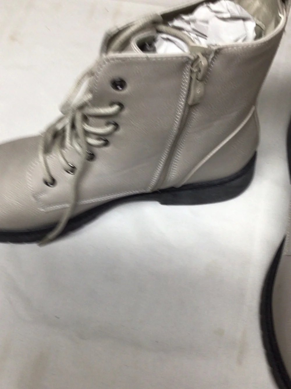 Wanted Light Gray Lace-Up Chukka Boots with Side Zipper